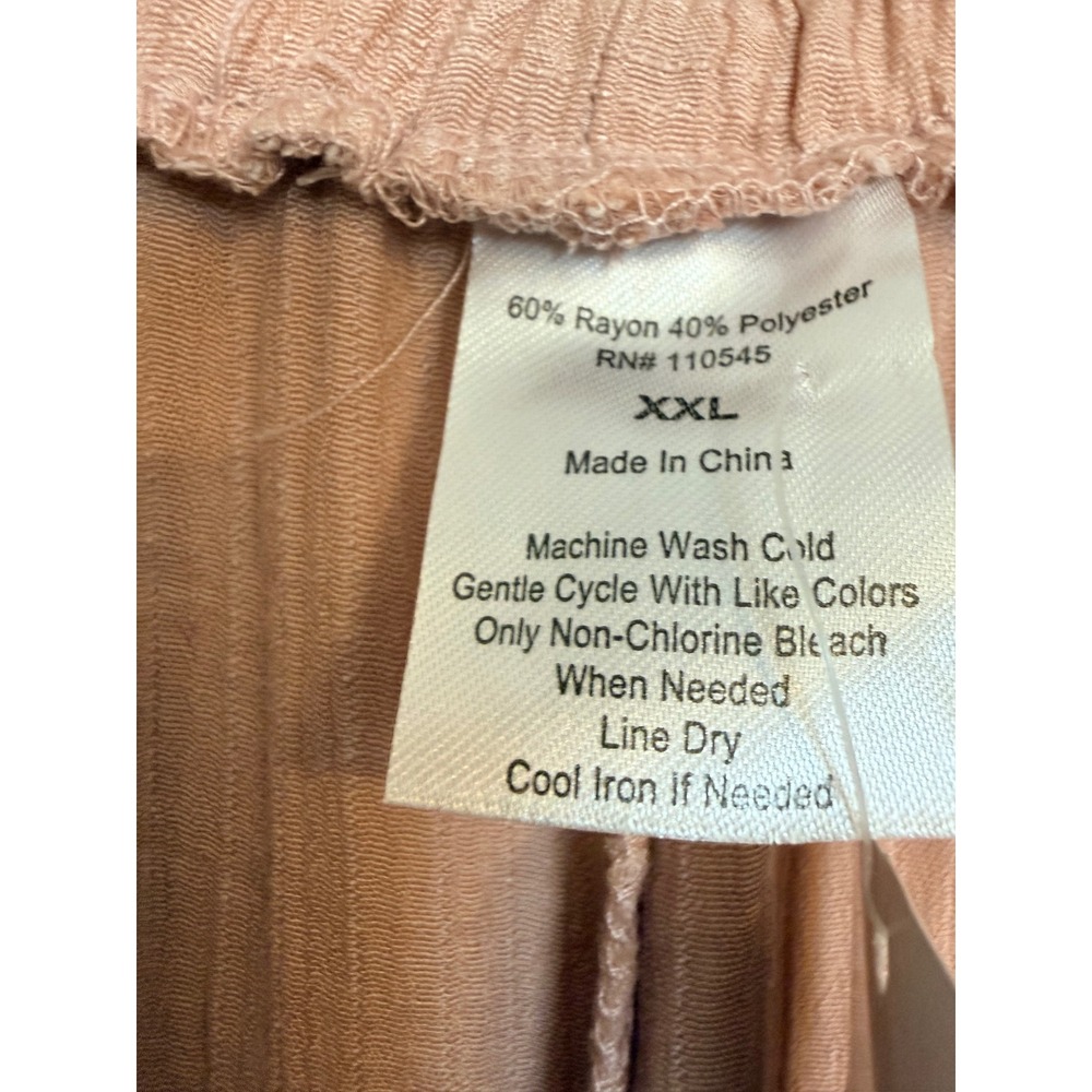 New Womens XXL Peach Crinkle Gauze Wide Leg Lounge Pants Drawstring RN 110545 - Picture 6 of 6